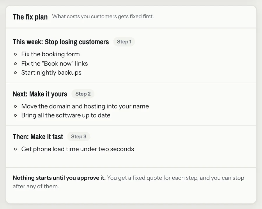 Three-step fix plan